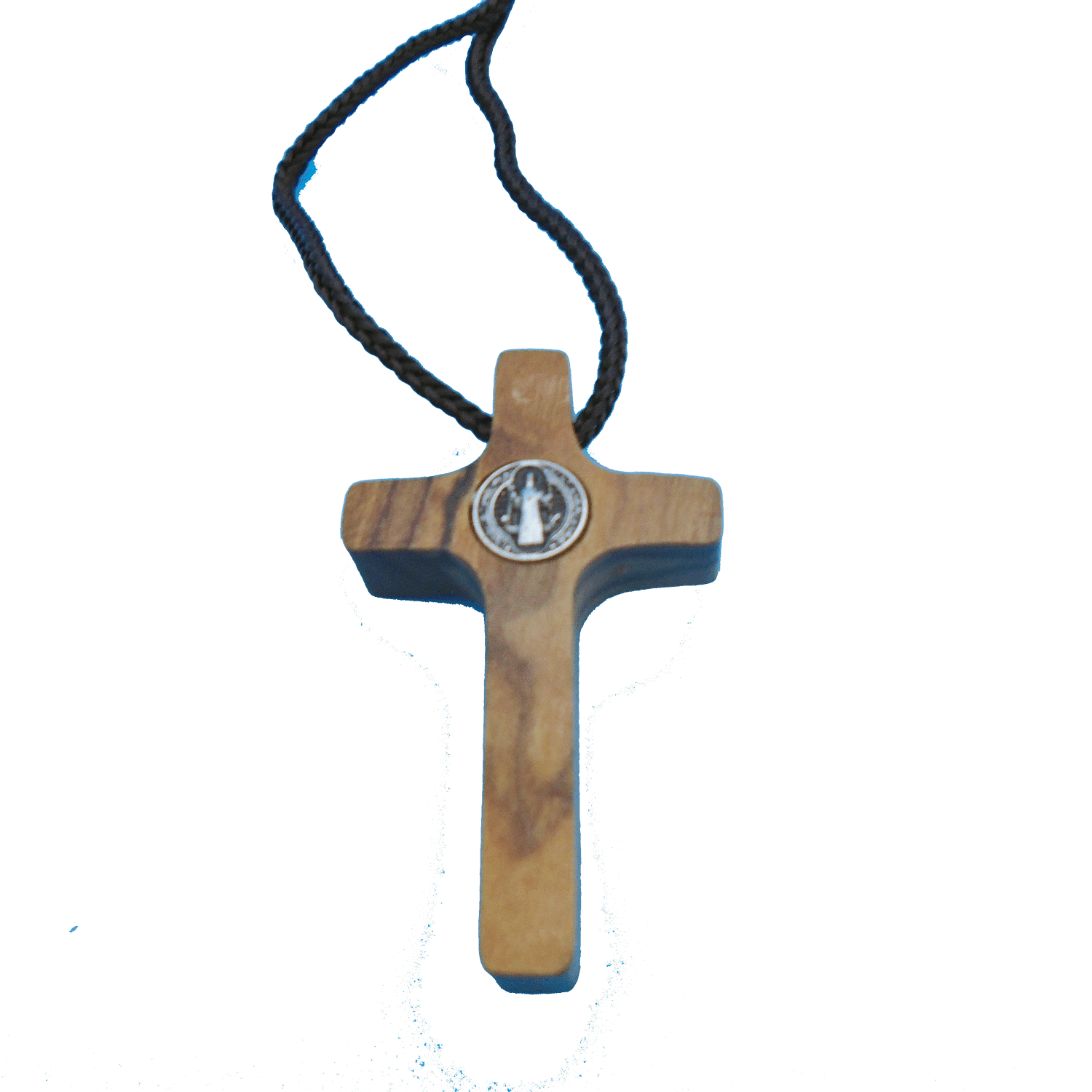 Small Olive Wood St. Benedict Cross with cord - Image 4