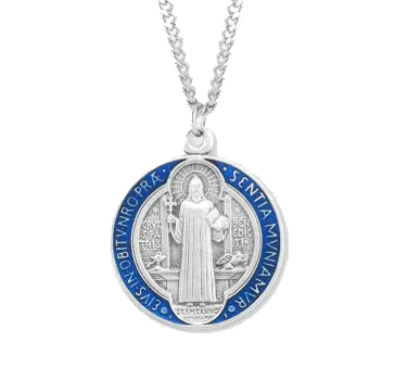 Sterling Silver Enamel St. Benedict Medal