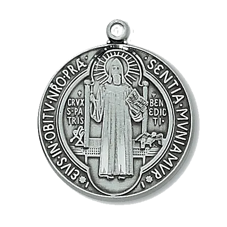 Antique Silver St. Benedict Medal