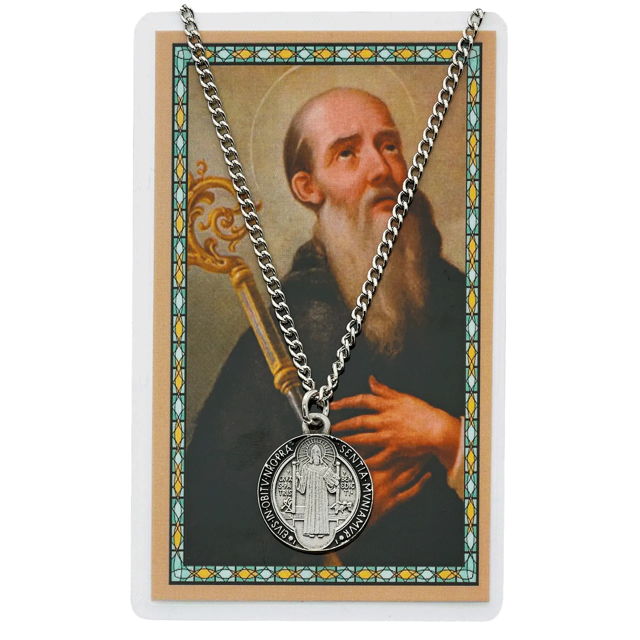Pewter St. Benedict Medal and Prayer Card