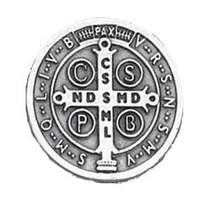 Silver tone Saint Benedict Lapel pin