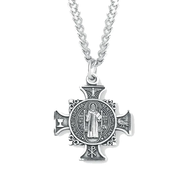 Sterling Silver Maltese Saint Benedict Crucifix
