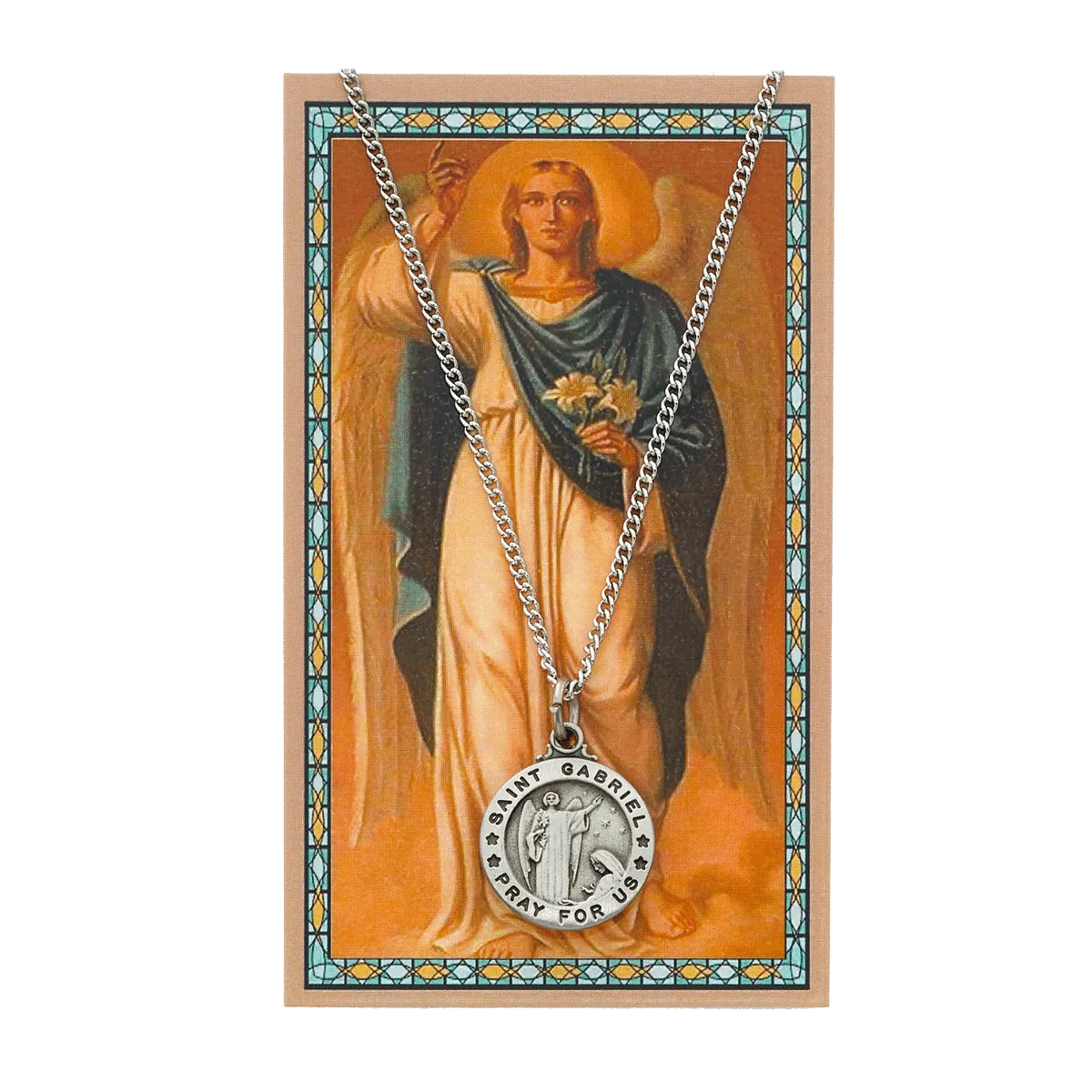Pewter St. Gabriel Medal and Prayer Card