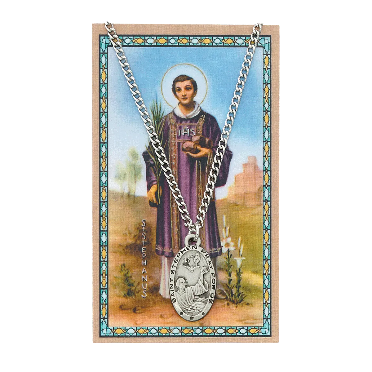 Pewter St. Stephen Medal and Prayer Card