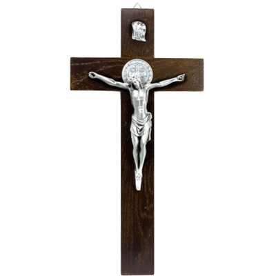 Very Large, Dark Walnut, Germoglio Crucifix, 15.5