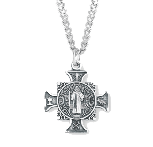St Benedict Necklace  St Benedict Medals Pendant on a 22 inch Silver –  firstorganicbaby