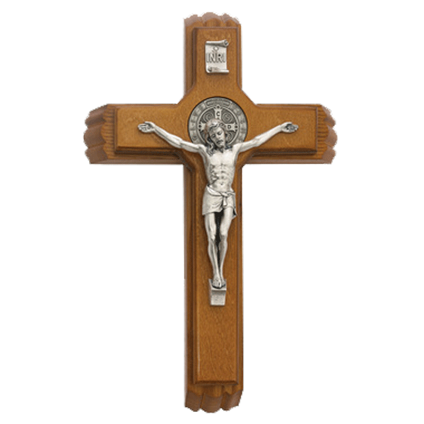 White Italian Catholic Desktop Saint Benedict Crucifix Vatican Imports VI1515