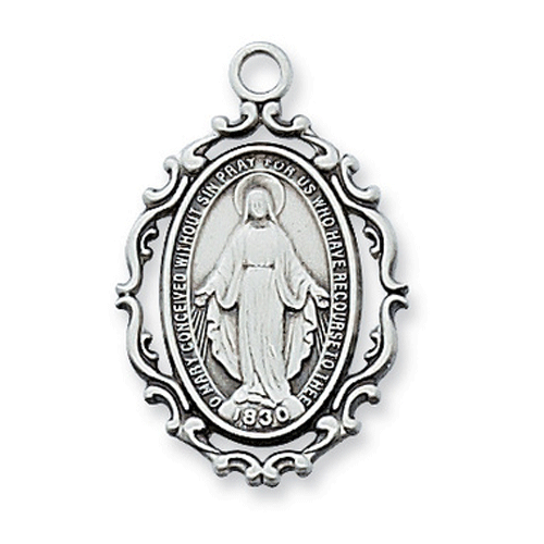 Miraculous Medal charm sterling silver fits Pandora Catholic