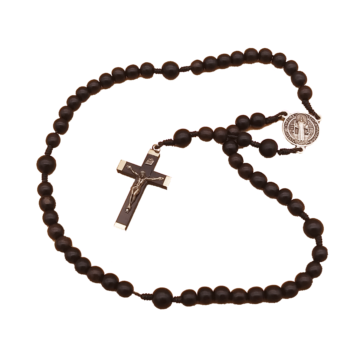 Our Lady of Grace 8MM Brown Wood Bead Corded Prayer Rosary, 20 Inch 