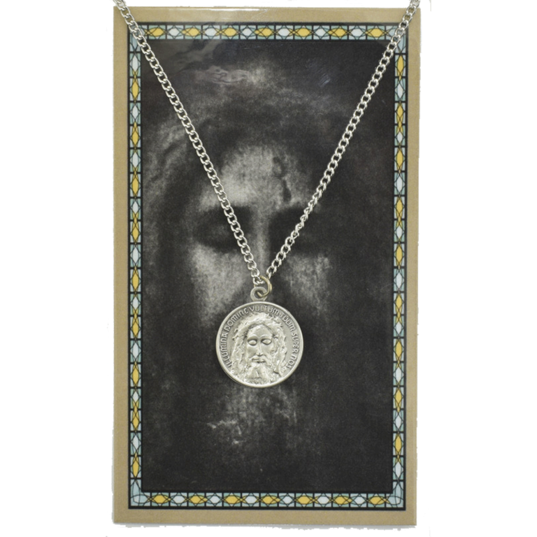 Pewter Holy Face Medal and Card Our Lady of Clear Creek Abbey